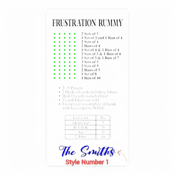 Frustration Rummy Game (2-5 Players) – Classic & Customizable Versions