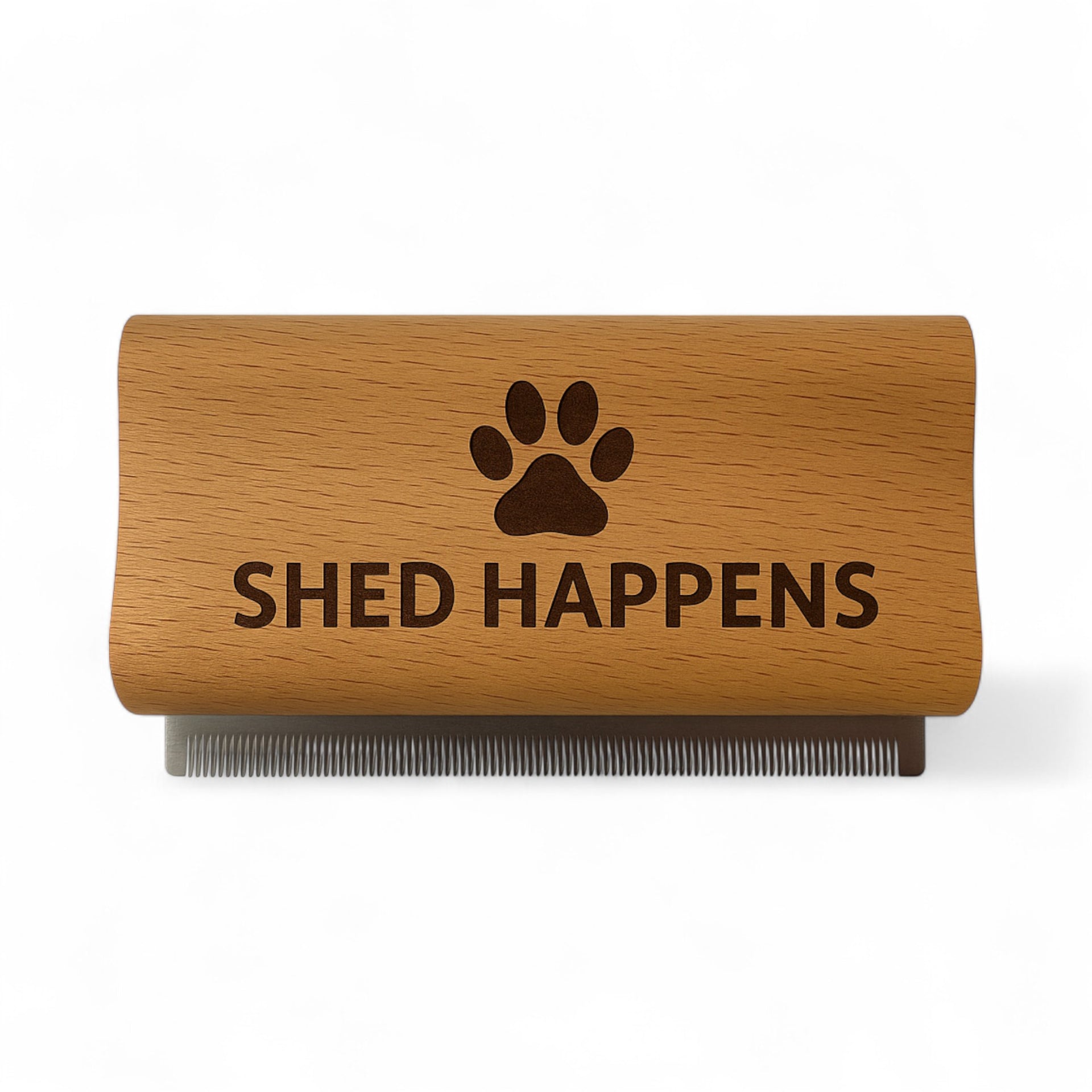 Stainless Steel Detangling & Shedding Brush with Wooden Handle | CustomCuts