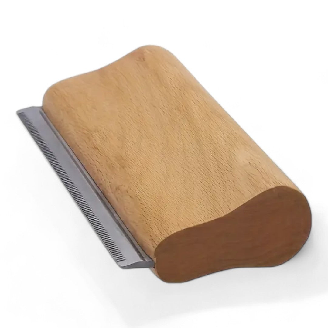 Stainless Steel Detangling & Shedding Brush with Wooden Handle | CustomCuts