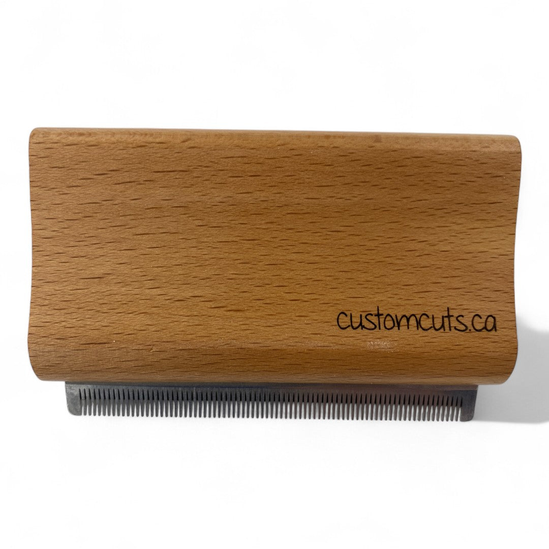 Stainless Steel Detangling & Shedding Brush with Wooden Handle | CustomCuts