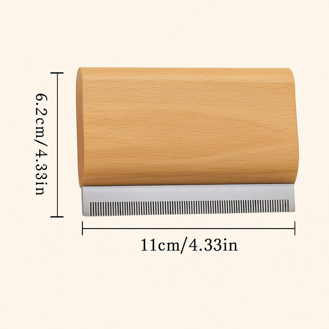 Stainless Steel Detangling & Shedding Brush with Wooden Handle | CustomCuts