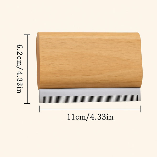 Stainless Steel Detangling & Shedding Brush with Wooden Handle | CustomCuts