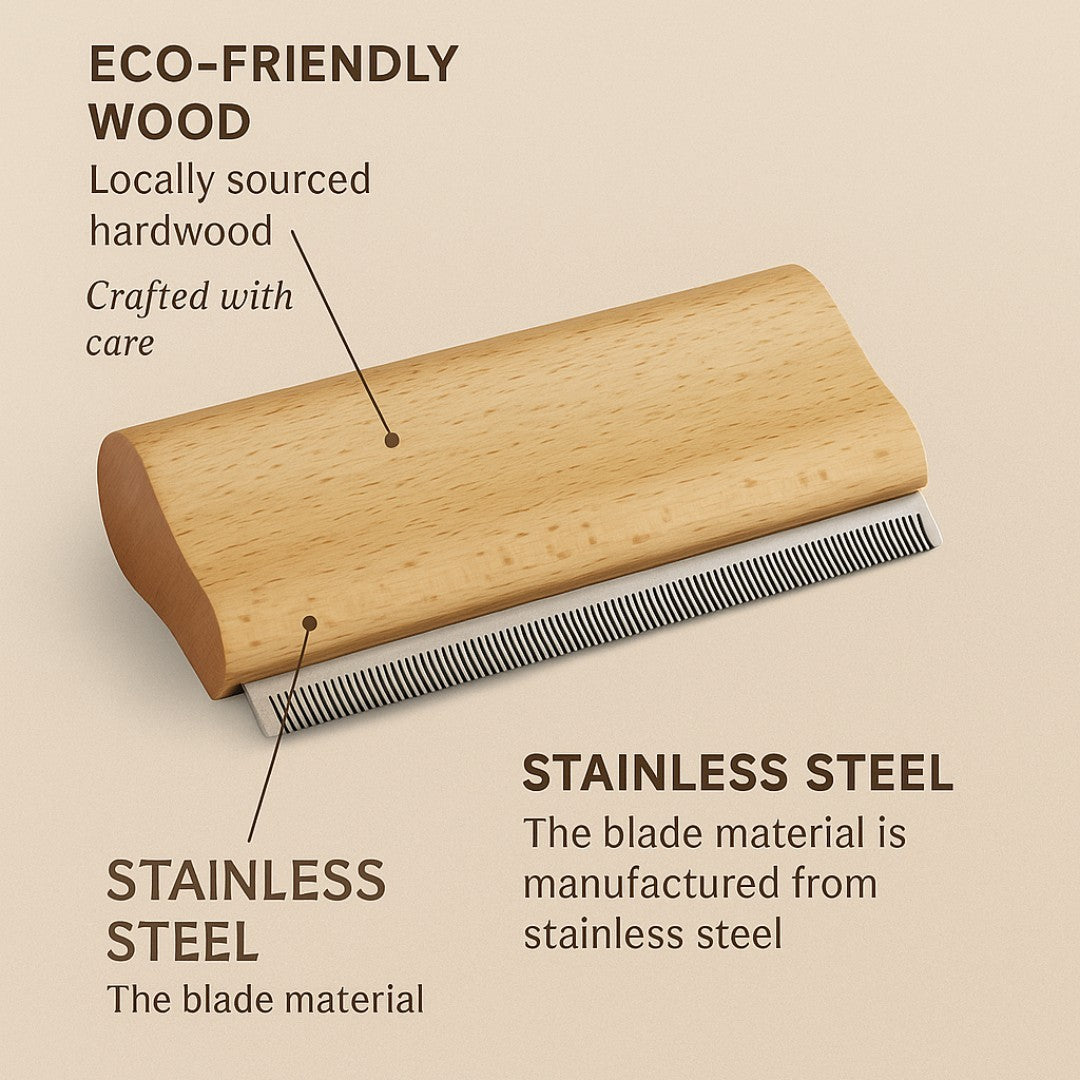 Stainless Steel Detangling & Shedding Brush with Wooden Handle | CustomCuts