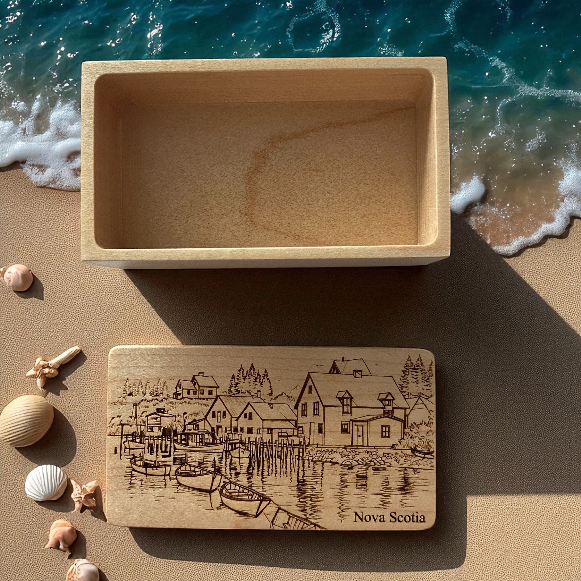 Small Wooden Memory Box – Handcrafted Travel Keepsake – Custom Cuts